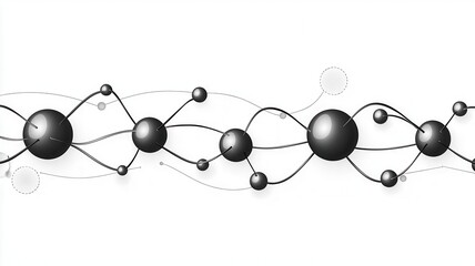 Obraz premium Abstract molecular structure with interconnected spheres and lines on a white background.