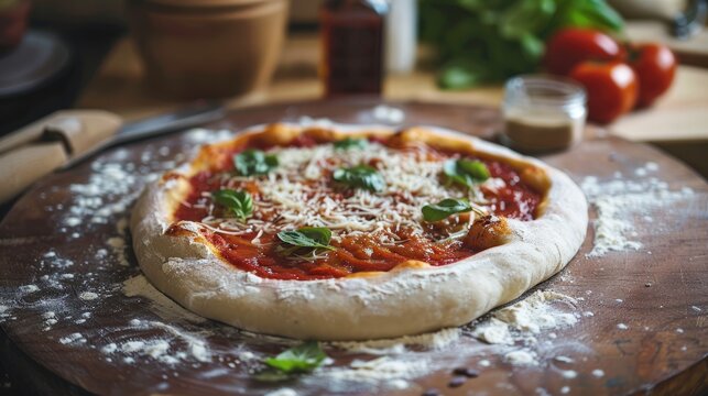 Pizza dough finished with semolina and biga yeast