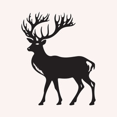 Fototapeta premium Mystic Stag: Solid Black Deer Silhouette Vector