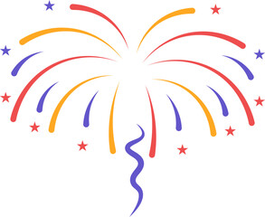 Naklejka premium Fourth of July Fireworks. Arrangement of fireworks with stars and red and blue sparks.