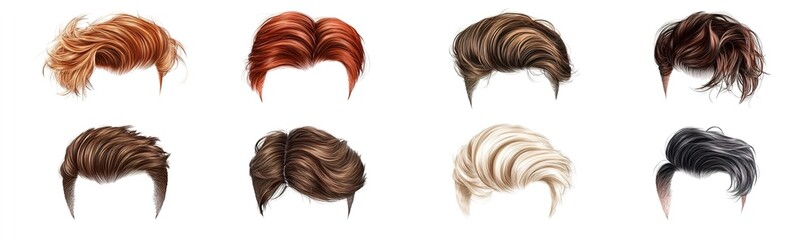 Fashionable men's hairstyles isolated on white, collage.