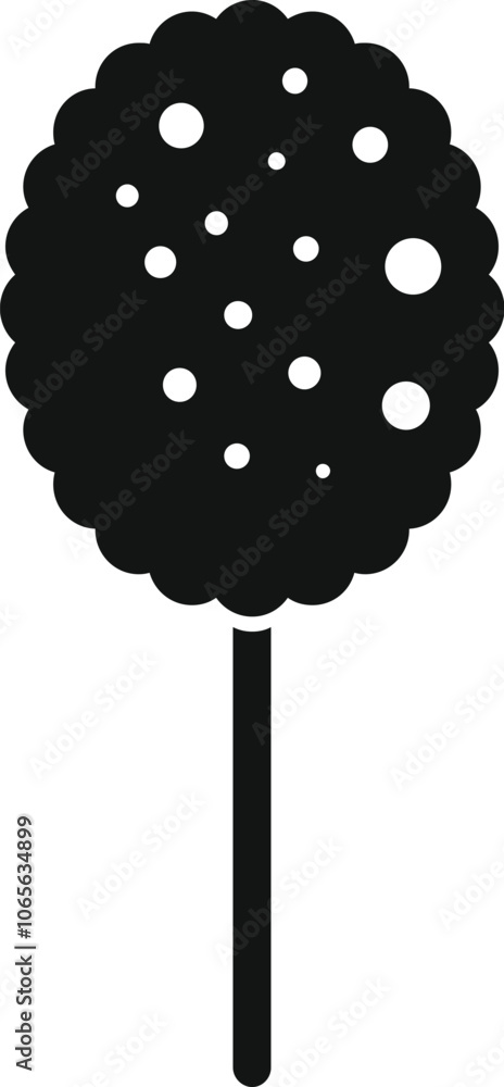 Poster simple black and white vector icon representing a round lollipop with sprinkles on a stick