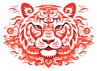 Obraz premium PNG Red paper mammal tiger creativity.