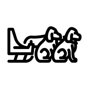 recommend clip art: sled dog racing winter sport line icon vector. sled dog racing winter sport sign. isolated contour symbol black illustration