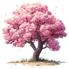 Obraz premium Cartoon style of a Spring Sakura tree isolated on transparent background