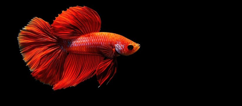Betta Fancy Red Halfmoon Plakat Hmpk Male Or Plakat Fighting Fish Splendens On Black Background