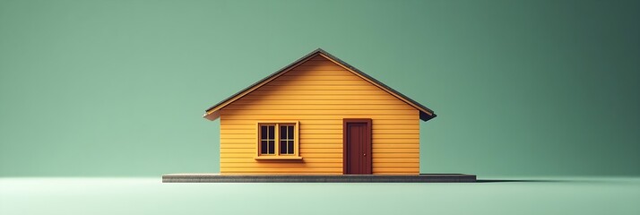 A realistic miniature house, dream house concept, real estate concept, tiny house, banner