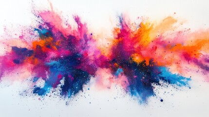 Fototapeta premium Vibrant powder burst against a white backdrop