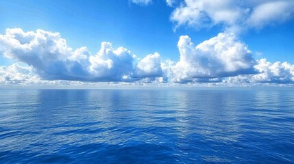 Obraz premium Calm weather on sea or ocean with clouds