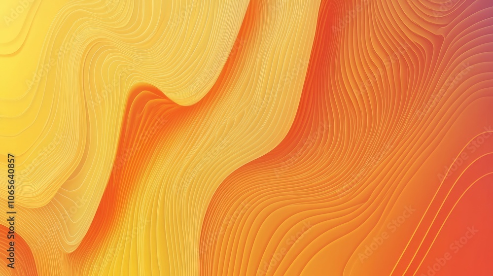 Poster vibrant banner design featuring an abstract gradient texture with wavy patterns in orange and yellow