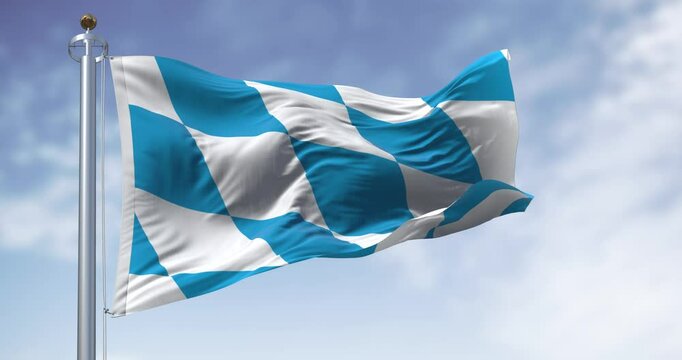 Bavarian flags waving with national german flag on a clear day