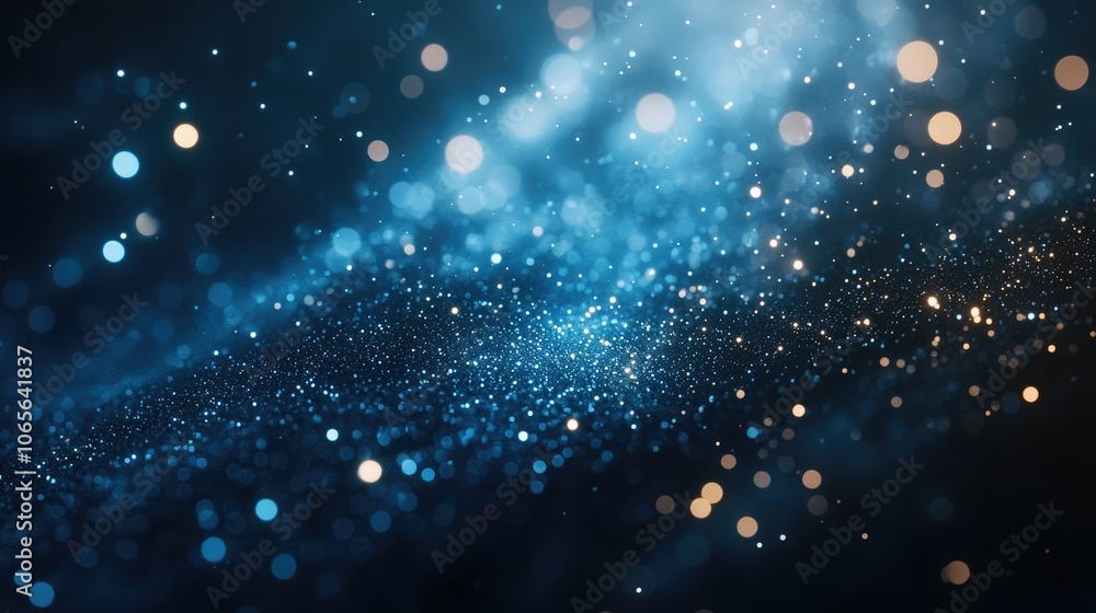 Aufkleber blue glowing particles and stars create a glowing effect with shiny particles exploding against a da