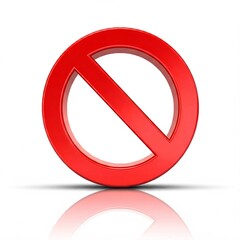3D Red prohibition sign or 3D Stop sign on white background. 3D Volumetric Red Ban Sign on White Isolated Background.
