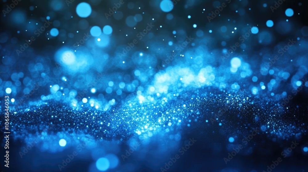 Aufkleber blue glowing particles and stars create a glowing effect with shiny particles exploding against a da