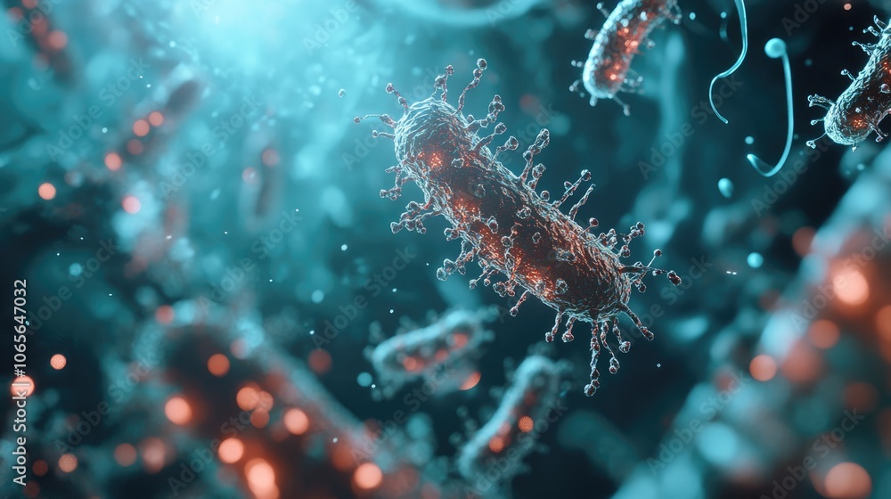 Aufkleber close up view of bacteria and cellular structures of a biological organism observed under a microsco
