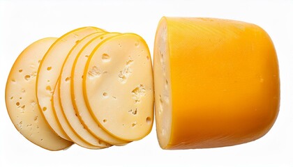 sliced cheese top view full length isolate on White background PNG