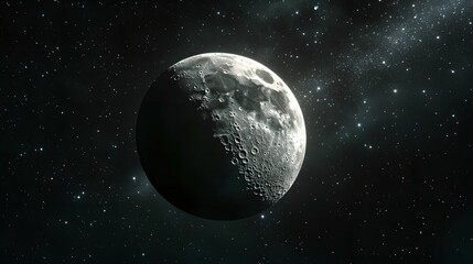 Fototapeta premium Shining Moon Animation in a Starry Night Sky, stars, glow, nature, astronomy
