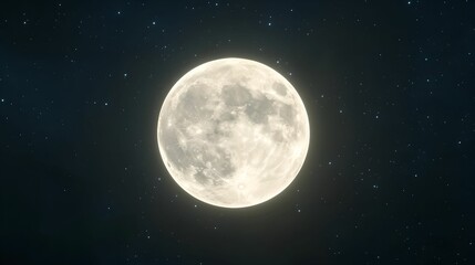 Obraz premium Glowing Full Moon Against Dark Night Sky, glow, 3D, celestial, astronomy