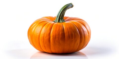 Obraz premium A Single Pumpkin with a Green Stem on a White Background
