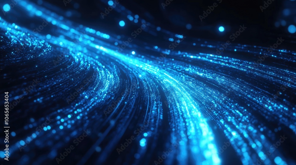 Poster blue neon light effect representing communication technology creating an abstract graphic suitable f