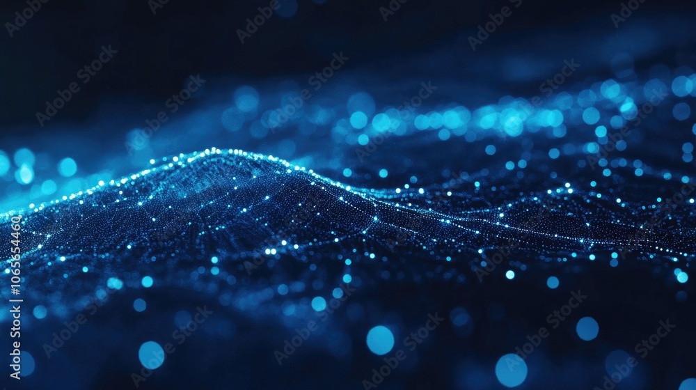 Poster blue neon light effect representing communication technology creating an abstract graphic suitable f