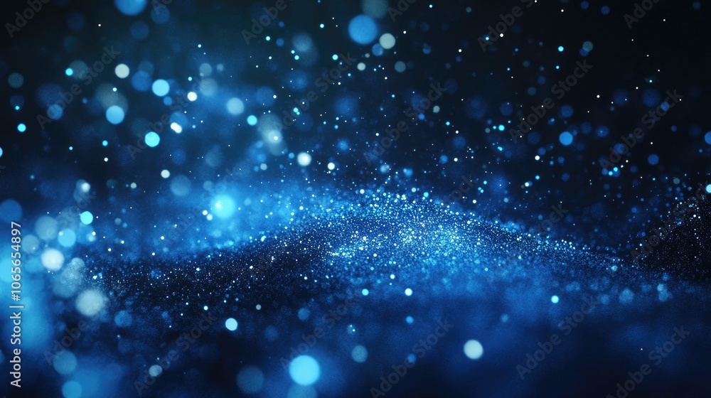 Aufkleber blue glowing particles and stars create a glowing effect with shiny particles exploding against a da