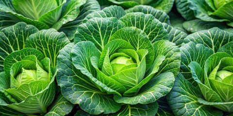 Obraz premium The Veined Embrace of Cabbage A Macro Perspective on Nature's Bounty