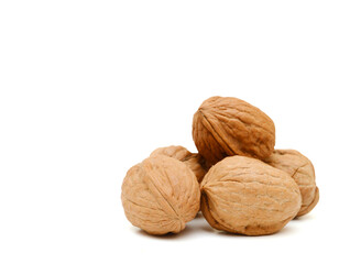 Stack Walnuts on white background