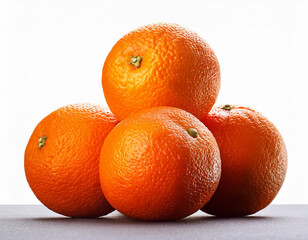 four oranges fresh ripe on white background orange stacked isolated 