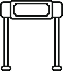 Fototapeta premium Metal detector gate with empty sign is scanning for weapons at airport security checkpoint