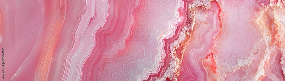 Poster pink agate stone with intricate wave-like patterns