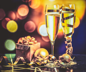 toasting with champagne glasses