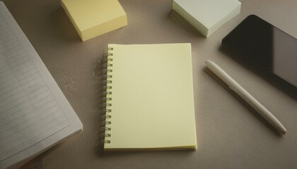 Blank open paper notebook left on the office desk. 