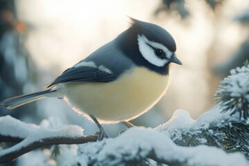 Fototapeta premium bird great titmouse in winter time