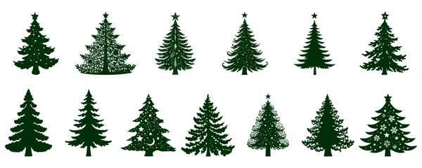 Set, Christmas Tree Silhouette - Holiday Decoration