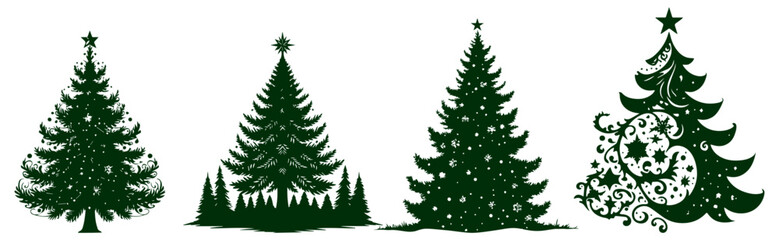 Fototapeta premium Christmas Tree Silhouette - Holiday Decoration
