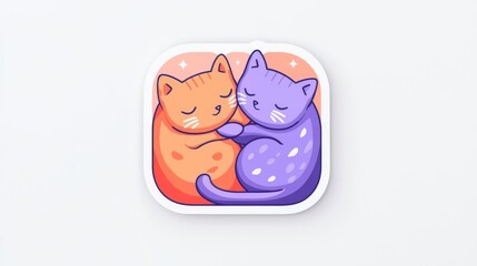 Adorable cartoon cats cuddling together, showcasing friendship and warmth in a cute, colorful design.