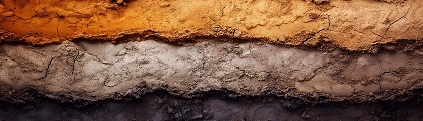 Fototapeta premium Close-up of a Soil Profile with Three Distinct Layers