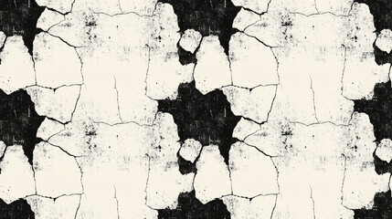 Obraz premium Monochrome grunge seamless pattern featuring abstract textures with cracks and stains ideal for backgrounds and wallpapers