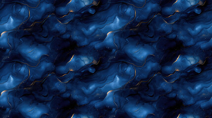 Naklejka premium Ethereal seamless pattern featuring rich indigo alcohol ink textures ideal for card design and modern banners abstract artistic wallpaper