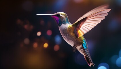 Fototapeta premium a hummingbird flying in the air with light background