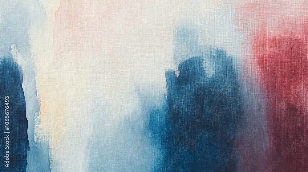 Poster dynamic interplay of red and blue in abstract expressionist painting, a modern artwork exploring col