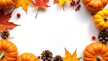Fototapeta premium Thanksgiving Greeting Background with Maple Leaves and Seasonal Fall Colors, Seasonal Thanksgiving Background with Maple Leaves and Warm Fall Colors