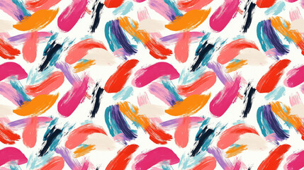 Obraz premium Brushed painted abstract seamless pattern featuring vibrant strokes of color perfect for textile design and backgrounds