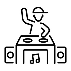 Obraz premium A line icon of a dj mixing music on turntables