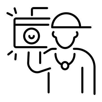recommend clip art: A line style icon of a person listening to boombox music 
