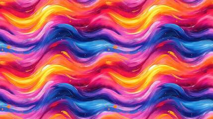 Fototapeta premium Colorful wavy abstract pattern with dynamic brush strokes and vivid splashes ideal for creative backgrounds or wall textures