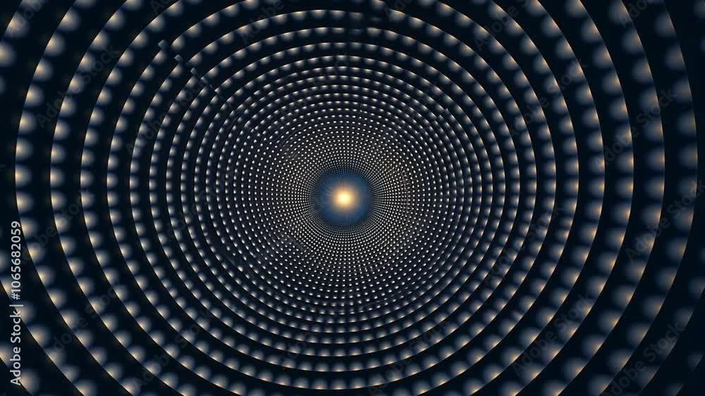 Aufkleber Spiral into Light: Abstract artwork featuring concentric circles of luminous spheres, creating a mesmerizing tunnel of light and depth. Evokes feelings of wonder, exploration, and the infinite.