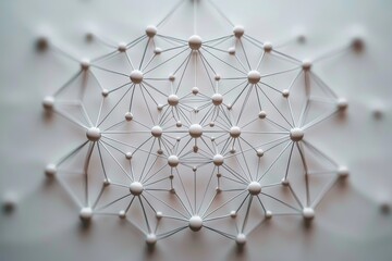 Intricate Geometric Network Structure Closeup on Minimalist Background - Symmetrical 3D Design for Technology Concepts