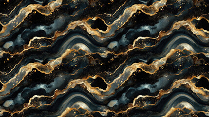 Obraz premium Seamless pattern featuring shiny ink fluid and luxurious geode foil designs ideal for festive New Year greeting cards decorative backgrounds and elegant banners